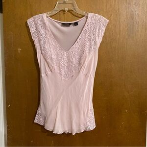 Size 8 light pink Express silk-lace top with spaghetti strap undershirt